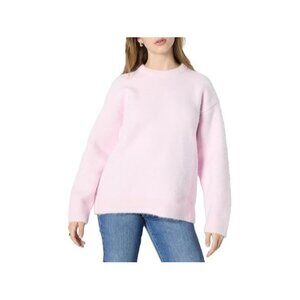 Women's Oversized Pink Faux Mohair Crewneck Sweater XL - NEW